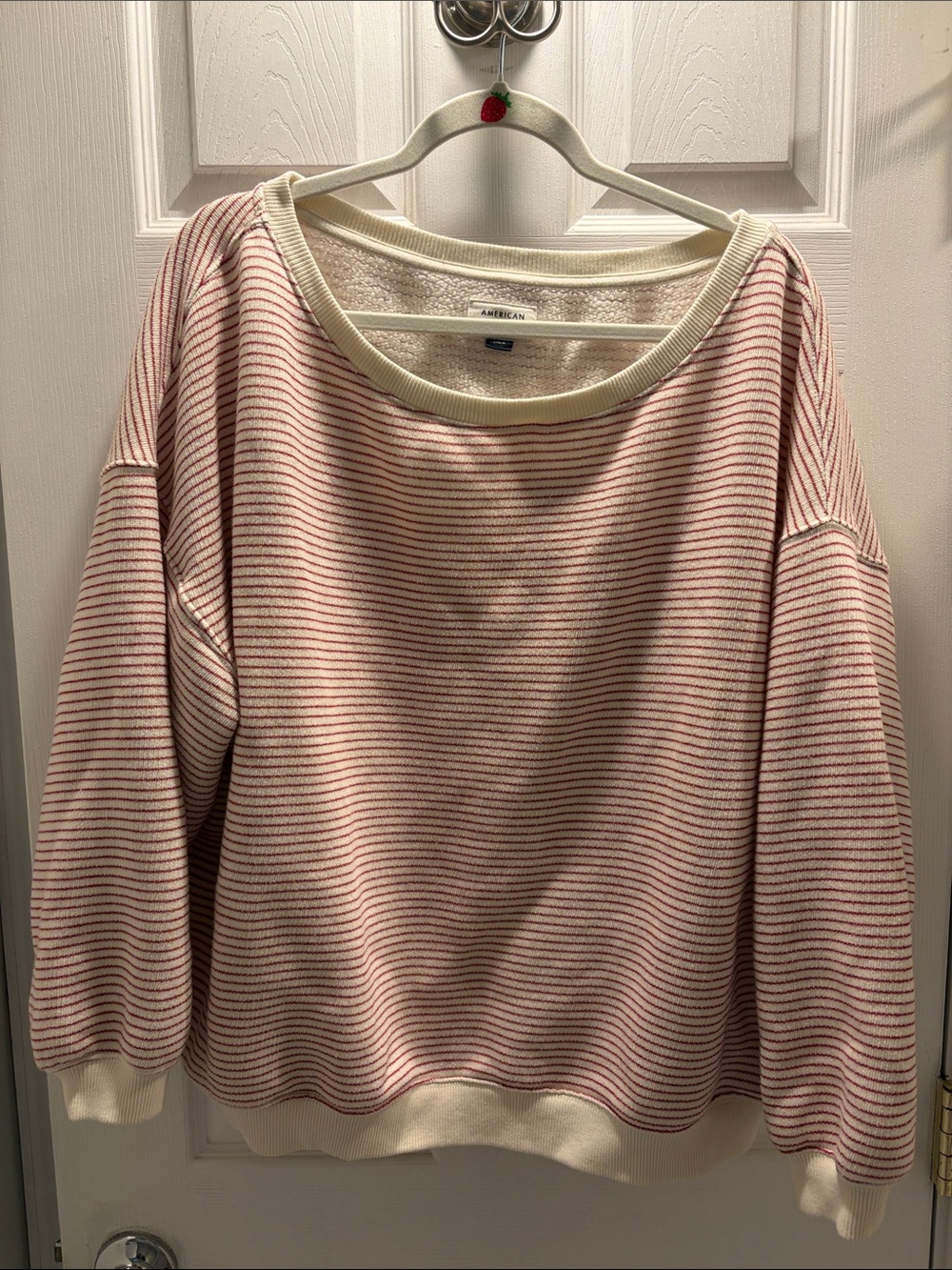 American Eagle Outfitters red Striped Crewneck Sweater
